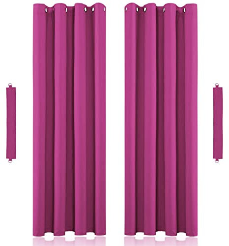 John Aird Blackout Curtains Thermal Energy Saving Eyelet Curtains for Bedroom & Living Room Including Tie Backs (Fuchsia, W 46 x L 90 (2 Panels)