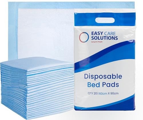 20 x Easy Care Solutions 60 x 90 cm | Disposable Incontinence Bed Pads, Underpads, Bed Mats, Mattress Protectors, Incontinence Pads, Waterproof Bed Sheets for Babies, Children & Adults | 1 Pack of 20