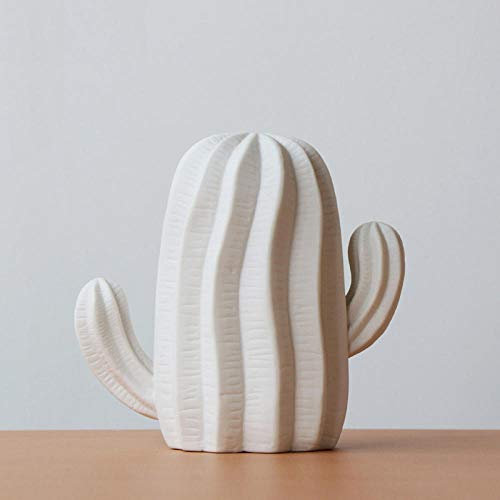 UDRJU Statua Decorativa Figurine Cactus Bianco Ceramica Crea