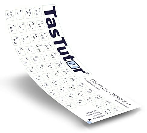 TasTutor Persische Tastaturaufkleber | Tastatur Aufkleber deutsch für Windows und MAC, Tastaturbefehle für PC, Shortcuts für Keyboard, Tastatur-Sticker auf persisch, Buchstaben Sticker für Laptop