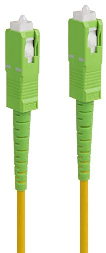 Maclean MCTV-435 Câble à fibre optique SC/APC vers SC/APC - Câble patch Simplex Singlemode - Câble de fibre optique - Câble de raccordement en fibre optique - Jaune/vert (5 mètres)