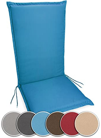 sunnypillow Hochlehner Auflage 100% Wasserdicht 120 x 50 - Polsterauflage extra Dicke 9cm - Sitzauflagen für Gartenmöbel, Sitzpolster für Gartenstuhl - Sitzkissen Outdoor - Stuhlauflage Blau