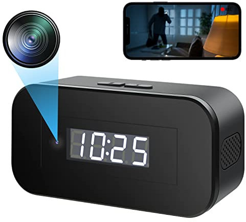 Camera Espion WiFi, HD 1080P Mini Caméra Cachée de Surveillance sans Fil 120° Grand Angle Interieur Détection de Mouvement Vision Nocturne Mini Espion Cachee Spy Cam - Contrôle avec App iOS, Android