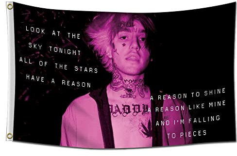 Obainpu Lil Peep Flagge, Schwarz, 90 x 150 cm, Hochzeit, formelle Veranstaltungen, Musik, Rechteckig, Polyester