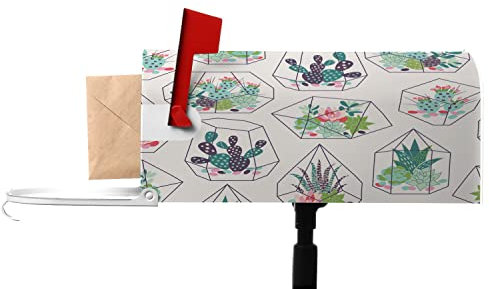 Numland Briefkasten-Abdeckung für Sukkulenten und Kakteen, magnetisch, UV-beständig, wiederverwendbar und langlebig, perfekt für Garten, 53.3 cm Lx45.7 cm B geometrische Glas-Terrarien, Wüstenpflanze