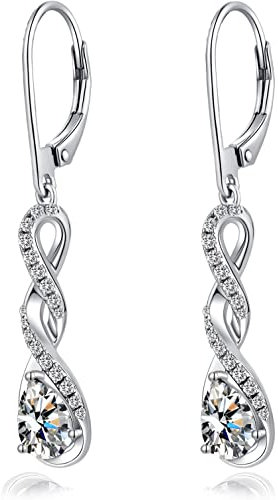 Ohrringe Silber 925 Hängend Damen Unendlichkeit Infinity Mit Zirkonia Kristall,schmuck Für Frauen