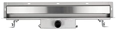 BERNSTEIN Duschrinne Wandablauf Länge 60cm Edelstahl Komplettset Wandmontage Rinne mit Siphon Inklusive Haarsieb Montagefüße