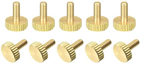 sourcing map 10 Stück Messing Rändelschrauben M3x8mm Flache Griff Bolzen | Knöpfe Befestigungen für Elektronische Mechanische