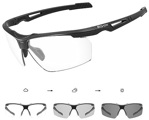 SCVCN Photochromatische Selbsttönend Fahrradbrille Herren Damen Sportsonnenbrille Klar Radsport Radfahren MTB Radbrille Laufen Volleyball Tennis Autofahren Angeln Softball Bergsteigen Golf Wandern 04