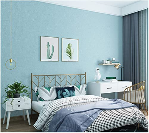 Bleu Ciel Papier peint intissé 9,5 x 0,53 m Couleur Pure Papier peint 3D Couleur Unie Papier peint Minimaliste non tissé pour la maison Chambre Salon Papier peint Décoration murale