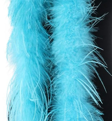 2M Coloured Ostrich Feathers Boa for Wedding Dress Party Plumes Boas Christmas Tree Decoration Crafts Feather Shawl Scarf-Sky Blue,1PCS