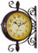 Uposao Zweiseitige Bahnhofsuhr,Doppelseitige Wanduhr Retro Wanduhr Vintage Halterung Hängende Dekoruhr Wanduhr Mit Halterung Für Drinnen Und Draußen,Haus,Garten,Küche,Hof,Wohnzimmer 25CM