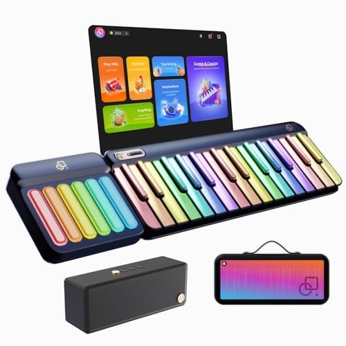 POPUPIANO 29-Key Smart Piano Keyboard with Speaker, Rainbow Lighting Keys, Beginner Lessons, 256 Tones, 100+ Chords, and Electric Keyboard Piano Audio Input