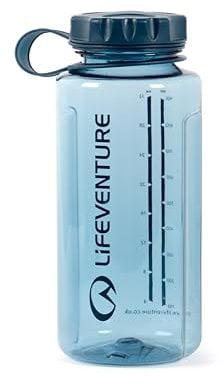 Lifeventure 1 Litre Tritan Flask for Hiking, Camping, Outdoor Sports, Made From BPA-Free Material, Leak-Proof, Screw-Top Lid, With Side Volume Measurements, Navy