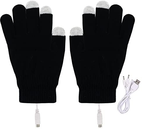 Electric Heating Gloves for Men/Women - USB Charging Winter Warm Gloves, Full Hands Touchscreen, Knitting Heating Mittens, Washable Thermal for Indoor Outdoor