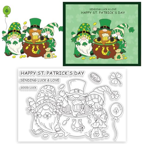 ORIGACH Saint Patricks Day Leprechaun klare Stempel für die Kartenherstellung Fröhlicher Saint Patricks Day Transparente Silikonstempel für DIY Scrapbooking Journaling Fotoalbum Handwerksbedarf