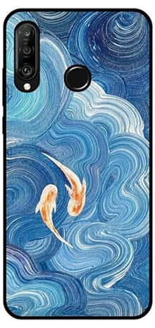 KARTXITAI Hülle Kompatibel mit Huawei P30 lite, Stoßfeste Schutzhülle mit Weiche Silikon Bumper Case Handyhülle Anti-Kratzt Leichtes Matt Finish Rückseite - Delphin 1