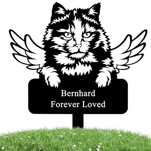 Personalisierter Katzennamen-Gedenk-Grabpfahl-Marker, Personalisierter Katzengarten-Metallpfahl, Katzen-Gedenk-Metallschild, Personalisierter Katzen-Gedenkpfahl, Outdoor-Katzengarten-Dekoration