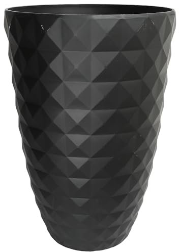 Muddy Hands Majestic Heavy Duty Large Plastic Plant Pot Indoor Home Outdoor Garden Flower Tree Tall Decorative Display Planter (Black, Single - 50 Litre)