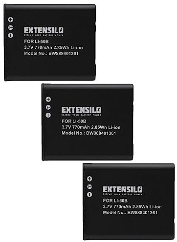 EXTENSILO 3x batteria sostituisce Kodak LB-052 per fotocamera (770mAh, 3,7V, Li-Ion)
