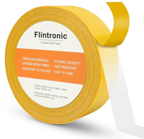 flintronic 20M Double Sided Tape, 4CM Extra Strong Double Sided Carpet Tape, High Tack Strong Wall Adhesive with Fiberglass Mesh, Mounting Tape Bonds to Almost Anything for Home/Professional Use