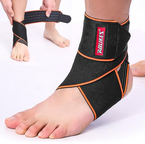 Sunolkie Chevillère de sport réglable pour entorses - pour hommes et femmes - protection élastique de la cheville en cas de blessures des ligaments et de tendinite, taille unique (1)