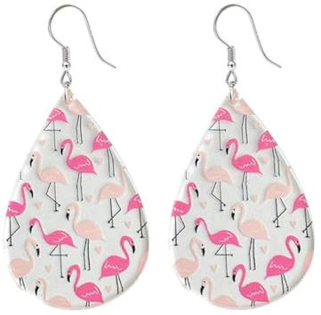 Boucles d'Oreilles Pendantes En Forme De Flamant Rose En Forme De Larme Pour Femmes Et Filles Crochet En Acrylique Léger Bijoux Hypoallergéniques Cadeaux De Vacances Fille Son Anniversaire