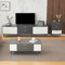KOMHTOM Ensemble de meubles de salon avec une table basse, un meuble TV et un buffet, design moderne en gris et blanc