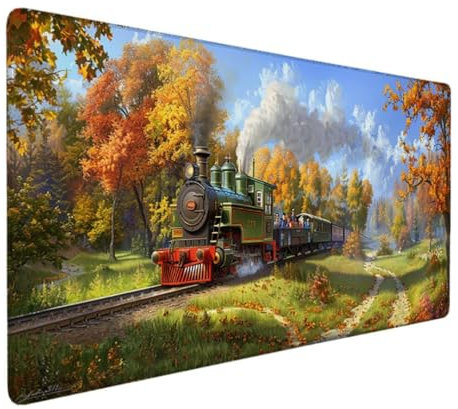 Tapis de Souris 600 x 300mm, Texturée Résistant à Usure Lavable, Tapis de Souris Ergonomique Antidérapant, Convient pour Les jeux, la Maison et Le Bureau, Tapis de Souris XXL Jaune (Automne) 3-42