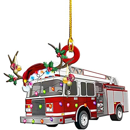 Mymyguoe Christbaumschmuck Personalisierte Feuerwehrauto Baumschmuck Wohnmobil Camper Weihnachtsdeko Christbaumkugel Christbaumschmuck Weihnachten