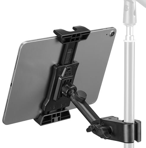LEKATO Supporto per tablet per stand microfonici, supporto regolabile per telefono, compatibile con iPad, iPhone, tutti i tablet e gli smartphone da 4,7-13,5 pollici