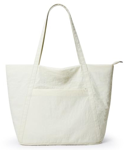 KALIDI Shopper Tasche Damen Uni Tasche Groß Tote Bag Beige Handtasche mit Reißverschluss Für Arbeit, School, BüRo, Schule