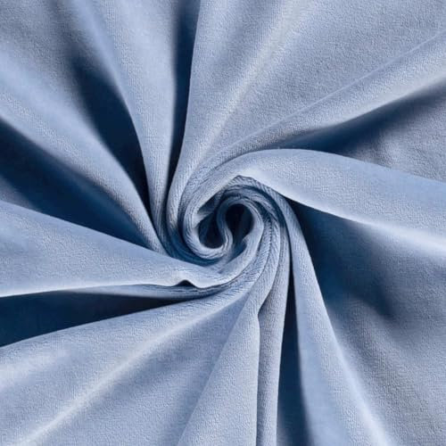 Nicky-Stoff Velour Nicky uni Zuschnitt ab 50 x 150cm Velourstoff Baumwolle Farbwahl, Farbe:002 - hellblau
