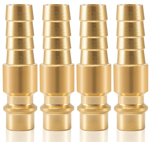 ASOFTY 4 Stück Druckluftkupplung, Messing Druckluft Stecknippel, Druckluftanschluss Zubehör, Druckluft Schnellkupplung (10mm)