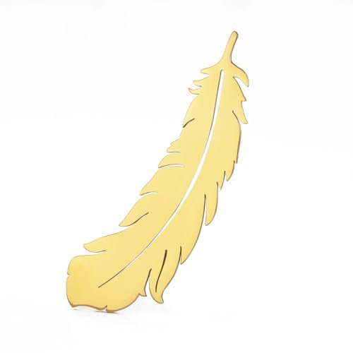 Dreamtimes Feder Brosche Pin Edelstahl Eleganter Schmuck für Frauen Männer Leichte Anstecknadel für Jacken Taschen Hüte (Gold)