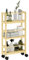 HOMCOM Scaffale per Bagno a 3 Livelli con Ruote, Carrellino in Bambù, Mobiletto Bagno Salvaspazio a Doghe, 36x15x73 cm, Colore Legno