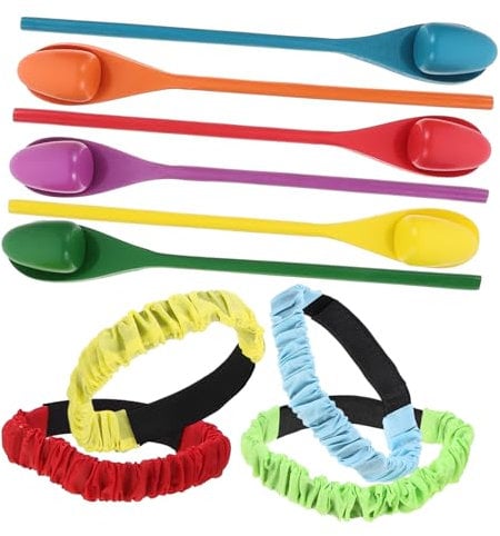 Milisten Wooden Egg Spoon Race Game Set Balance Sticks 2-Person Outdoor Party Toy for Boys and Girls and Adults Fun Relay Race and Sensory Training Game