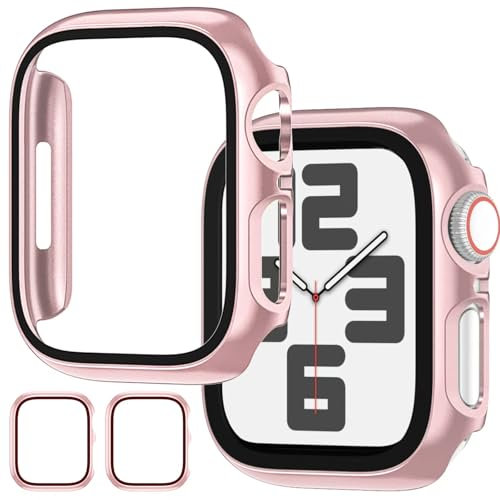 JDBLHM Screen Protector for 40mm Apple Watch SE3(2025)/SE2/SE/Serie 6/Serie 5/Serie 4,Protective Bumper Case and Slim Face Cover for Iwatch 40 mm,2 Packs,Rose Gold