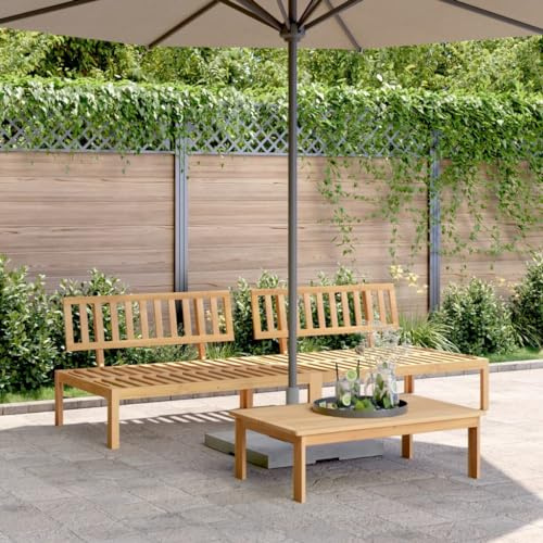 LLEZKBR Outdoor-Sitzgruppe, Outdoor-Sofas, Gartenpaletten-Mittelsofas, 2 Stück, Massivholz, Akazie