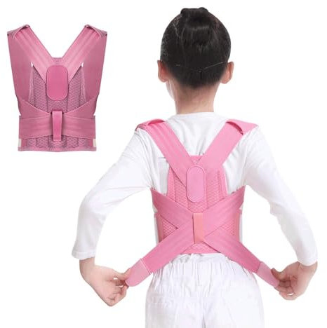Generisch Haltungskorrektur Für Kinder Orthopädisches Korsett Verstellbarer Gürtel Zur Korrektur Von Rundrücken Rückenstütze Für Kinder Schulter-Nacken-Schlüsselbein-Stütze Lendenwirbelstütze(Pink,L)