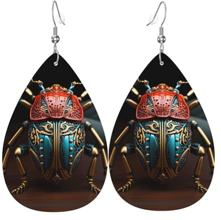 Bunte Käfer-Ohrringe in Tropfenform aus Leder sind ein luxuriöses und modisches Accessoire, das für Frauen geeignet ist und individuellen Charme zeigt.