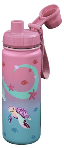 Step by Step Isolierte Edelstahl-Trinkflasche „Sealife“, rosa, BPA-frei, für Schule, Kindergarten, warme und kohlensäurehaltige Getränke, für Mädchen, 0,5 Liter