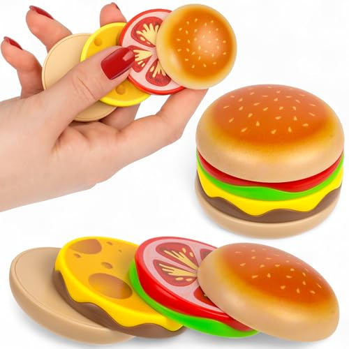 MIJOMA Magnetischer Burger 2er Set – Kühlschrankmagnete im Burger-Design aus Kunststoff – Magnet-Gadget für Büro Küche Schreibtisch – Deko Geschenk für Fastfood-Fans
