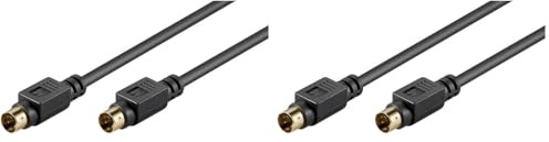 goobay 50059 Câble S-Vidéo, câble S-VHS, prise mini-DIN 4 pôles sur prise mini-DIN 4 pôles, doré, blindage individuel, noir, 5 mètre (Lot de 2)