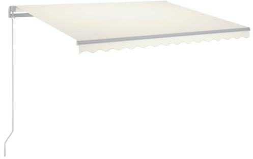 Mhdvray Markise 300x250 cm Creme mit LED Beleuchtung, Manuell Einziehbare Gelenkarmmarkise aus Aluminium & Polyester, Sonnenschutz für Balkon Terrasse Garten, Robustes Design für Outdoor-Nutzung