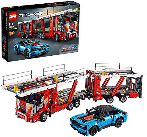 LEGO 42098 Technic Camión de Transporte de Vehículos con Coche Azul 2 en 1 Modelo Set de construcción