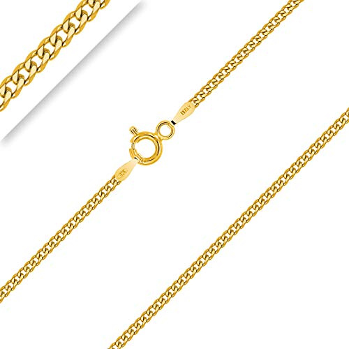 PLANETYS - Flache Panzerkette Diamantiert 925 Sterling Silber 18K Vergoldet Kette - Halskette - 1.5 mm Breite Verschiedene Längen: 40-45-50-55-60-65-70 cm