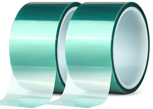 2 Rollen Polyester-Hochtemperatur-Abdeckband, PET-Klebeband mit Silikonkleber, ideal für Malerei, Pulverbeschichtung, Eloxierung, Leiterplatten, 3D-Drucker (50mm x 25 m)