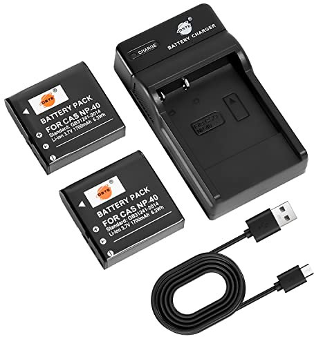 DSTE 2pcs NP-40 batterie et chargeur compatible avec Casio Exilim EX-FC150 EX-FC150BK EX-FC150RD EX-FC160S EX-Z400