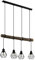 EGLO Pendelleuchte Horningtops, 4 flammige Hängelampe Vintage, Industrial, Retro, Hängeleuchte aus Stahl und Holz, Esstischlampe, Wohnzimmerlampe hängend in Schwarz, Natur, E27 Fassung, L 71 cm